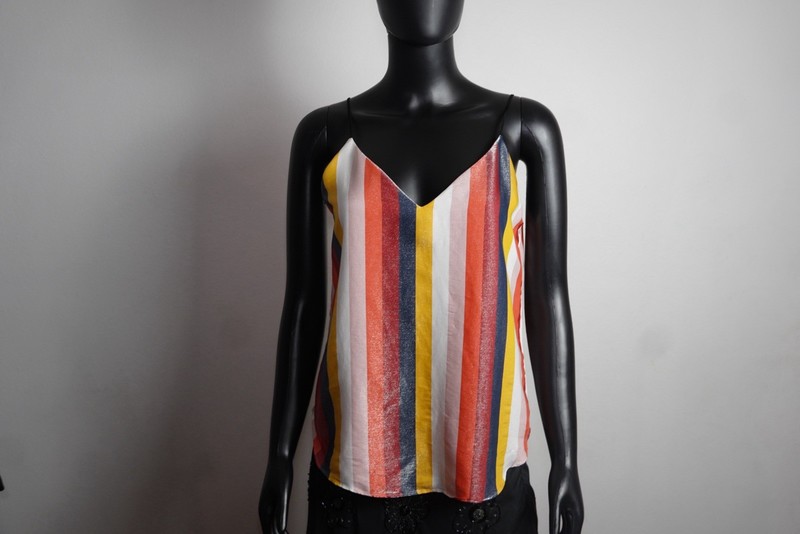 Express Womens Small Multicolor Stripe Cami Tank Top Boho Festival Summer gallery