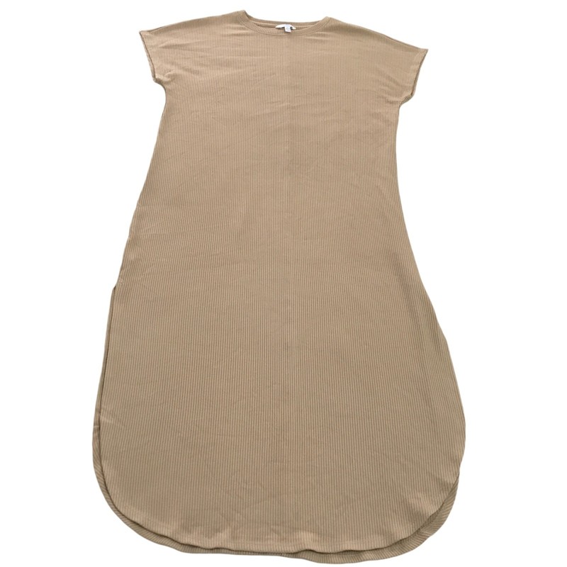 Time And Tru Womens Size L 12-14 Short Sleeve Rib Maxi Dress Side Slits Ant