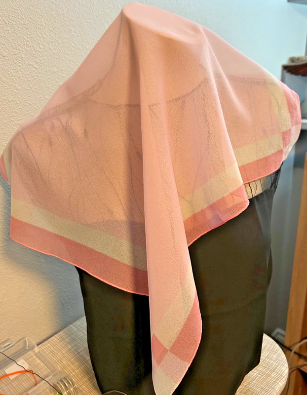 Vintage 19 x 20 In. Light and Dark Pink Geometric Polyester Scarf -VS-111 gallery