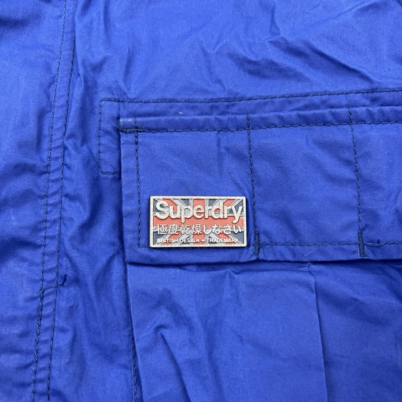 Superdry Military Jacket Men’s Small Blue Cotton Utility Safari Pockets Full Zip gallery