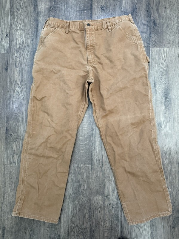 Carhartt Light Brown 100% Cotton Duck Canvas Dungaree Fit Cargo Pants Size 38×32