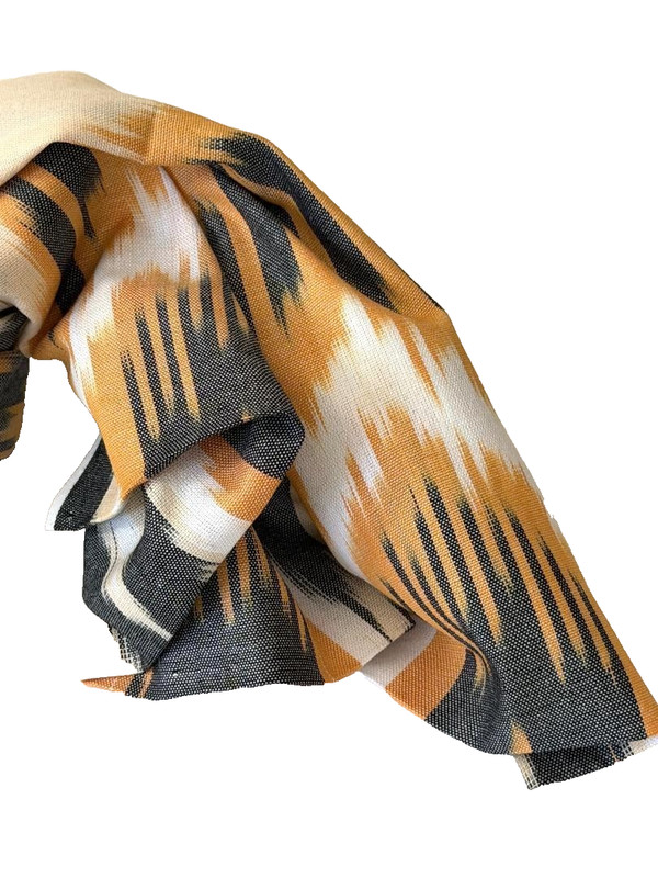 GORGEOUS HAND WOVEN UZBEK IKAT COTTON SCARF - TRIBAL DESIGN - APPROX 19" x 72" gallery
