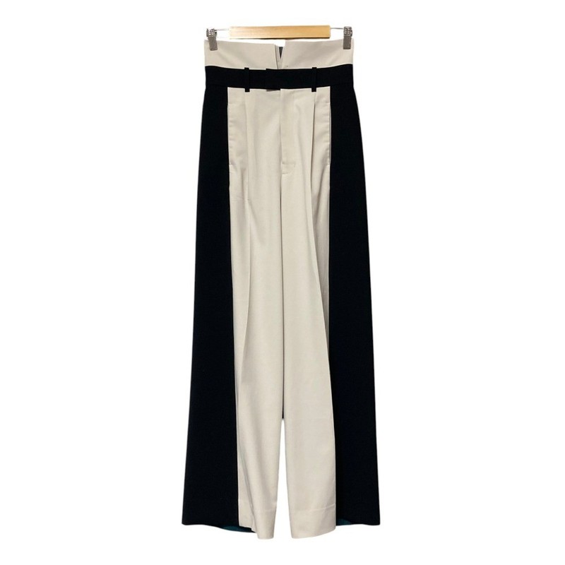 UNITED TOKYO High-Waisted Color-Block Pants, Size 2 White Navy Women USED