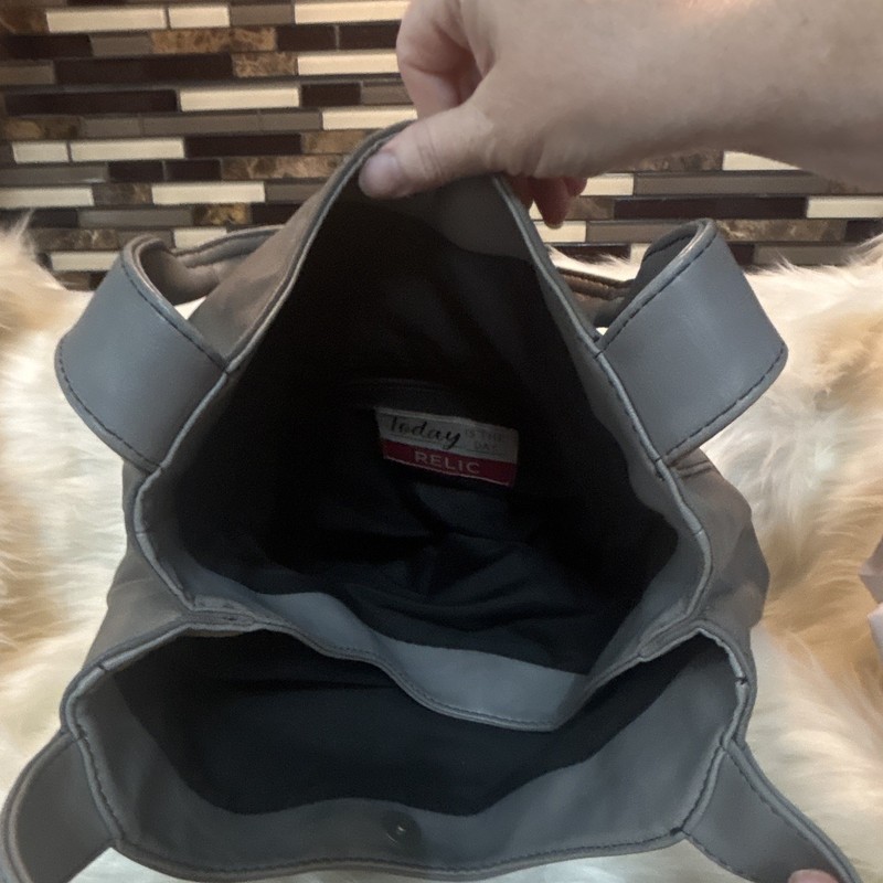 Relic Gray Hobo Shoulder Bag Magnetic Snap & Zip Closure Lined Outer Pockets gallery
