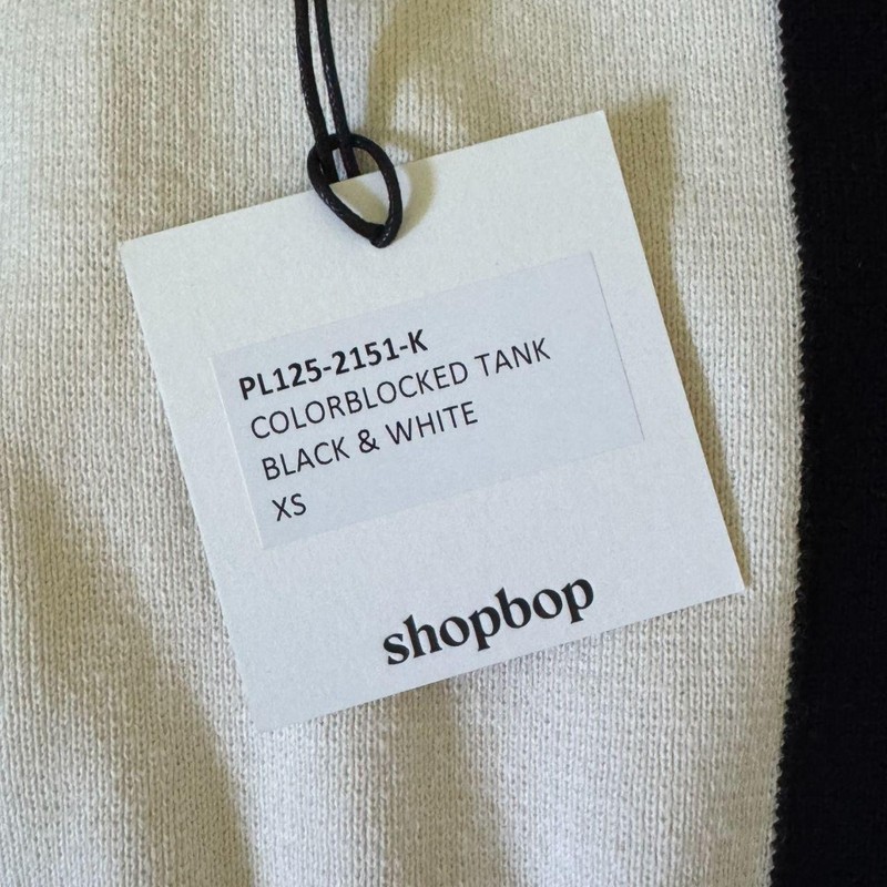 LE BOP Women's Black & White Cream Colorblocked Knit Tank Top Crop XSmall XS gallery
