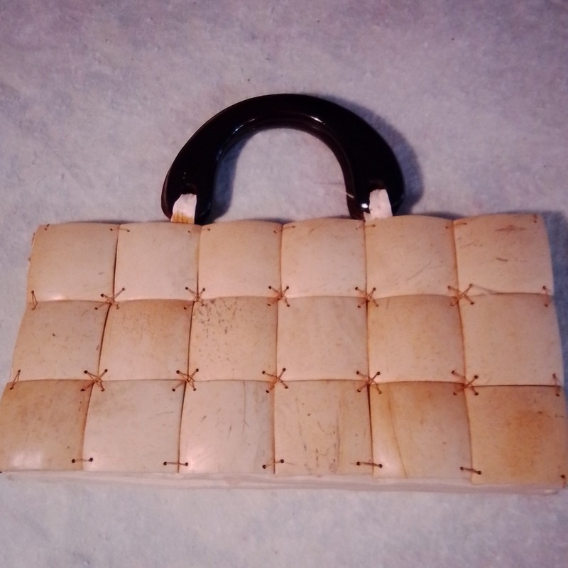 Womens vintage Bamboo Rectangle Top Handle Bag wooden Handle Magnetic Silver gallery