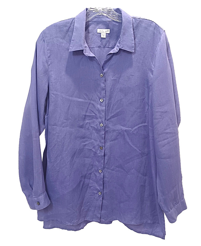 J. Jill Women’s M Lavender Purple 100% Linen Long Sleeve Button Up Shirt Top