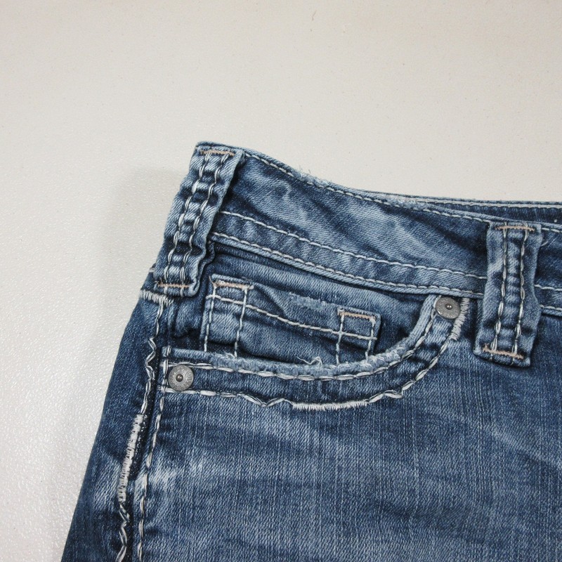 Silver Jeans womens dark wash distressed stretch Berkley shorts 29 gallery