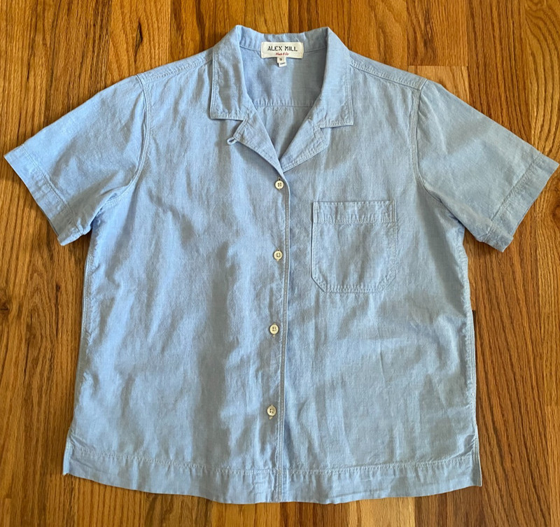 Alex Mill Women Maddie Camp Shirt in Cotton Linen Light Blue Size Small