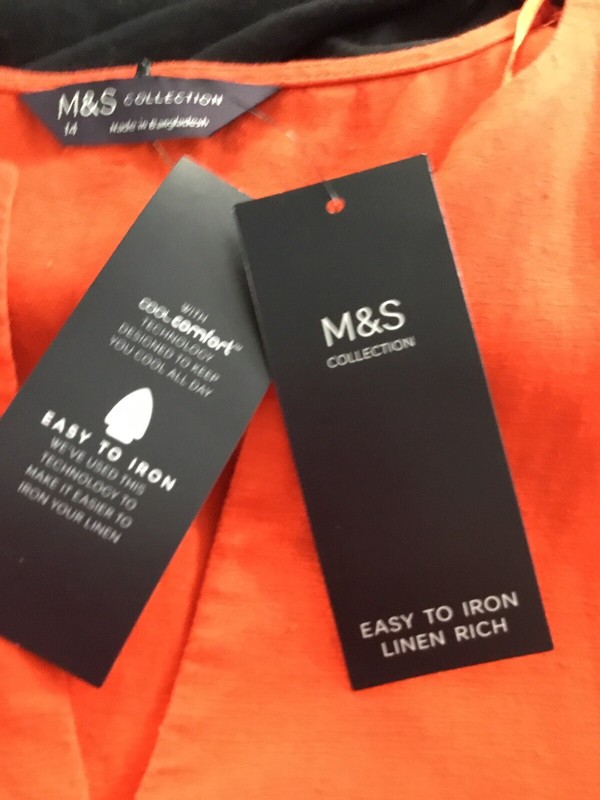 M & S Dress Sz 10 Orange Maxi Linen Blend Cool Comfort Easy Care Bnwt gallery