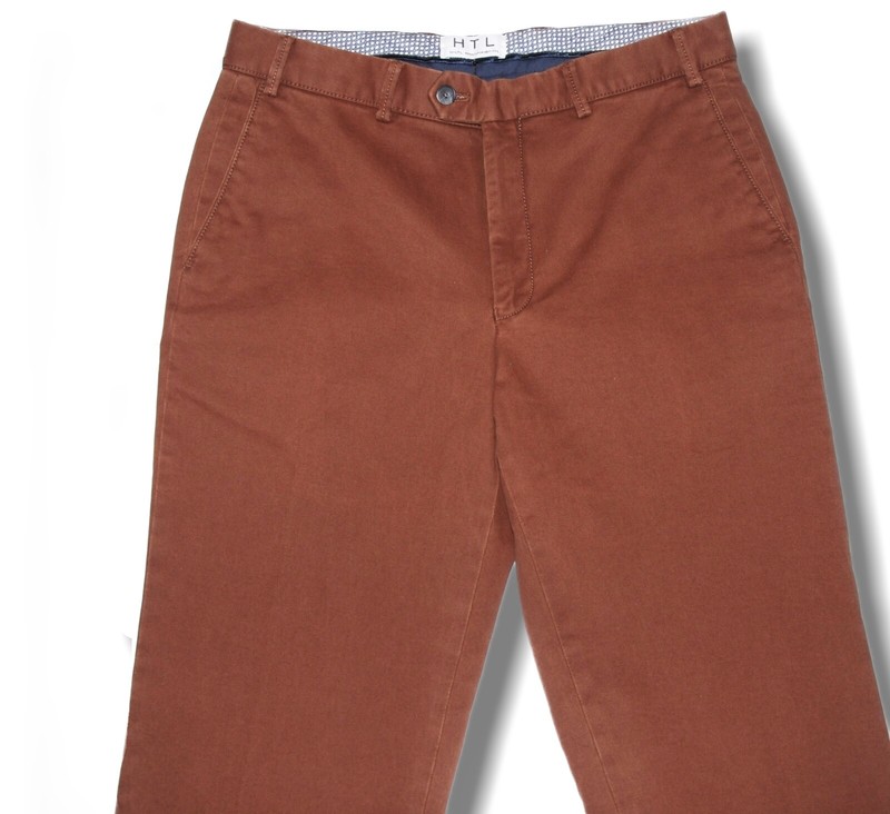 HILTL HTL Men's 33 Unfinished Brown Dustin So. Chino Pants Flat Front Trousers gallery
