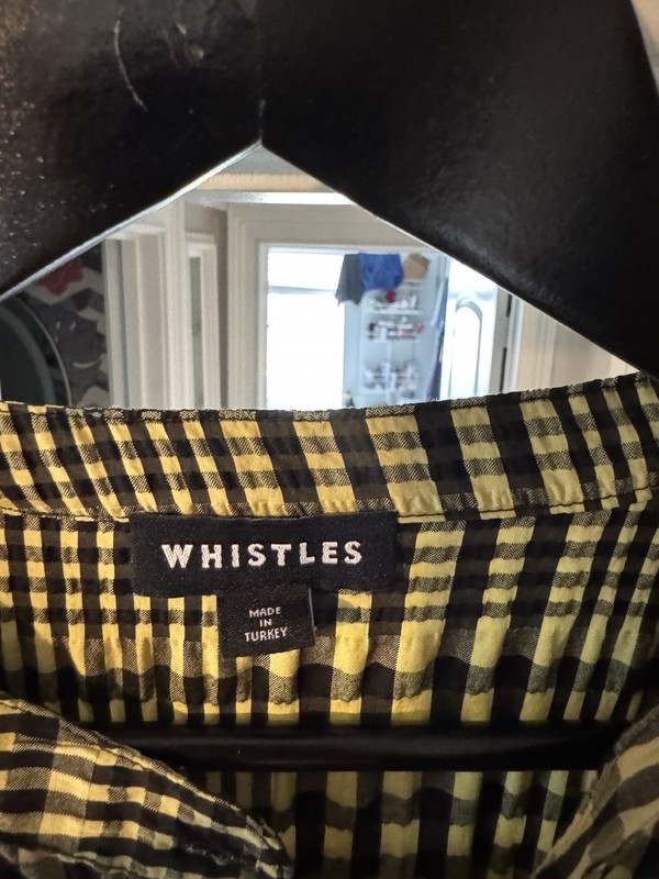 Whistles Yellow & Black Nora Gingham Check Midi Dress Size 8 gallery