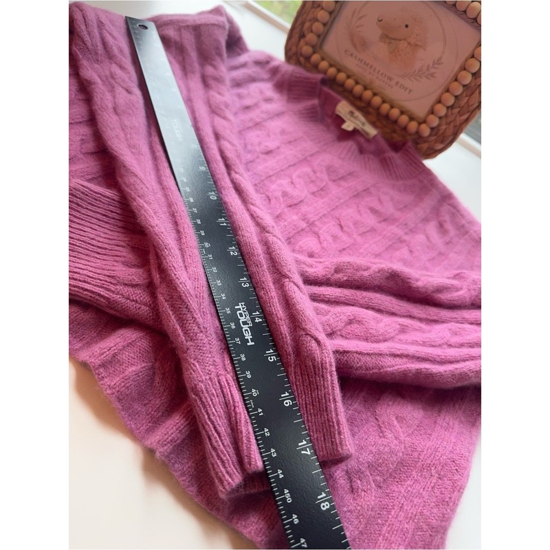 💗 Madewell Re/Sourced Cashmere Bubblegum Manifesto Pink Cable Sweater gallery