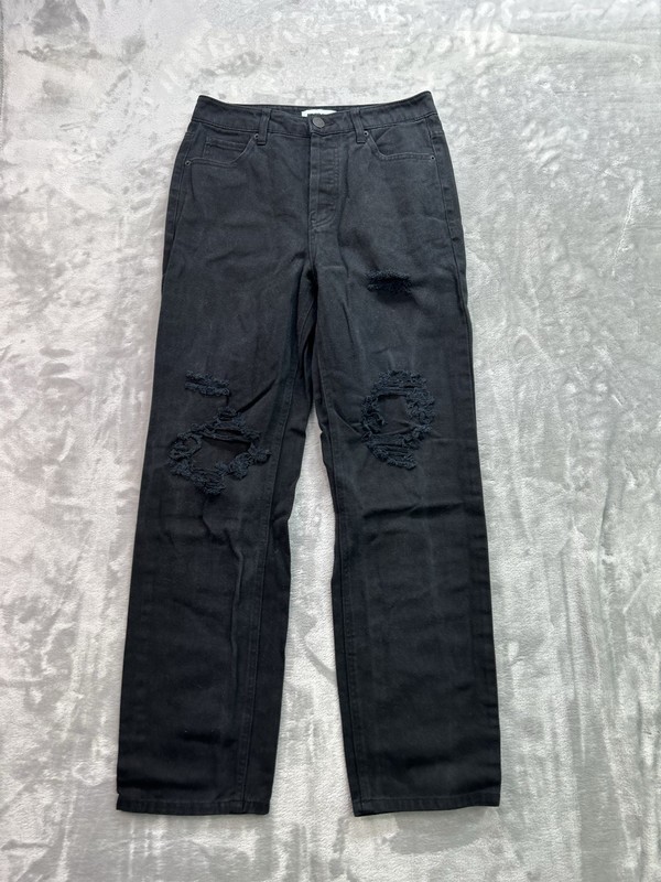 RSQ Jeans Womens Sz 28 Black High Rise Straight Leg Skate Grunge Surf Distressed