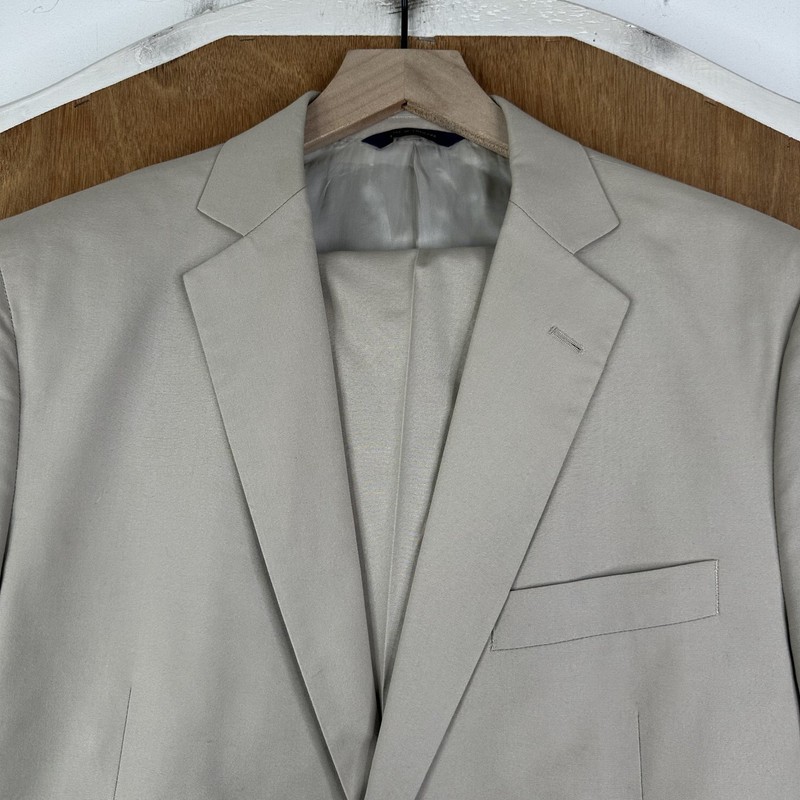 Brooks Brothers Suit Mens 40L Tan 2 Button Cotton Blend Pants 34×31 Flat Front