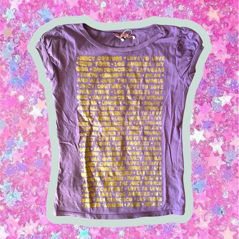Juicy Couture vintage Y2K NWT puff sleeve baby tee S tshirt 2000s cap kidcore