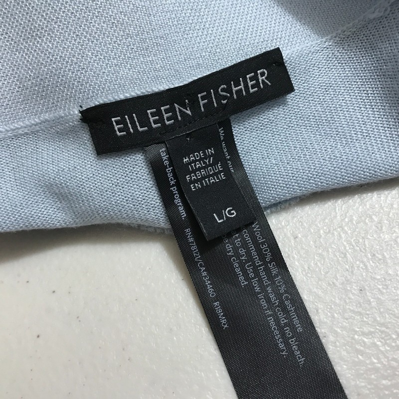 NEW Eileen Fisher Wool Silk Cashmere Tie-Neck Sweater Top Made in Italy Size L gallery