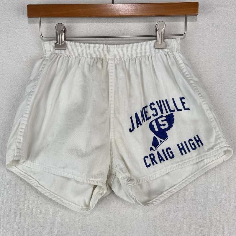 60’s Vtg Russell Athletic Gym Shorts M Janesville Craig High Track Wing 22×2