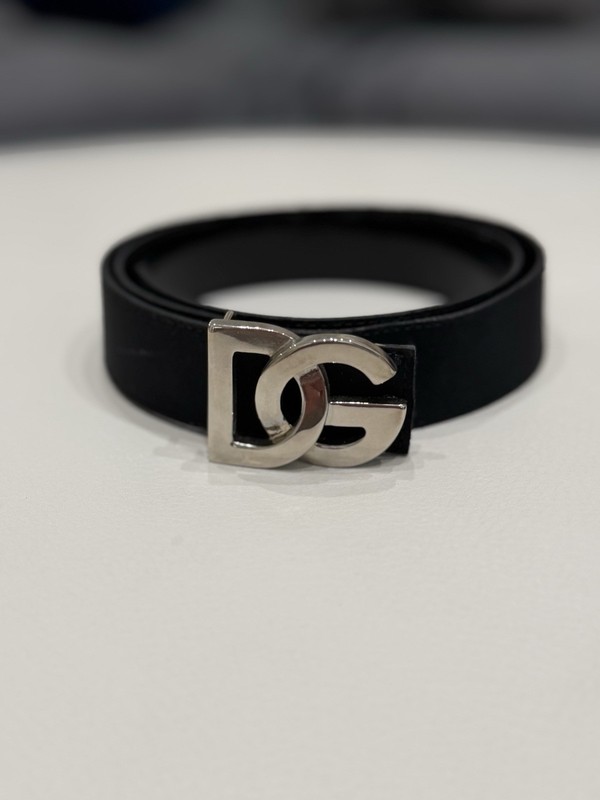 Dolce & Gabbana Women's Black DG Logo Buckle Leather Belt Size 70cm/28in gallery
