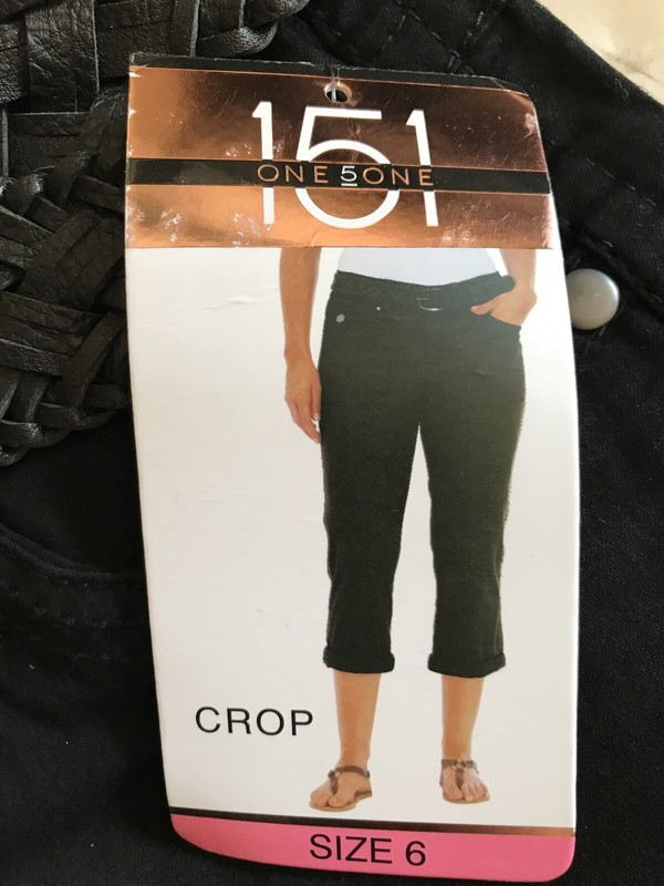 One 5 One Women's Braided Belt Crop Pants Black Size 6 gallery