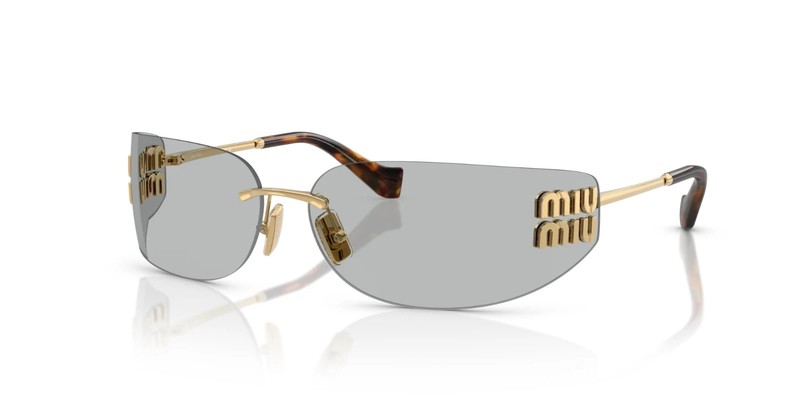 Miu Miu MU A51S Pale Gold Gray Shield Rimless Women Sunglasses gallery