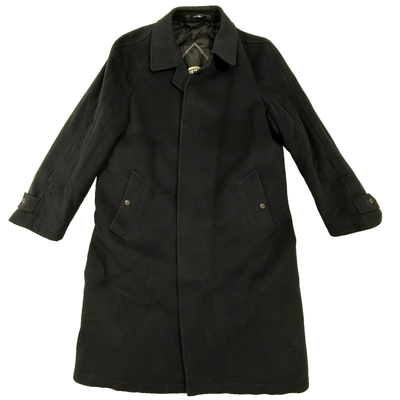 Vintage Lodenfrey Wool Overcoat Trench Coat Black Size 52