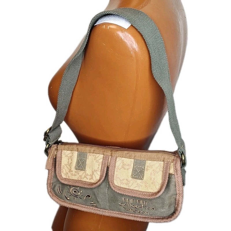 VTG Rap Art Collection By Waltson Canvas Purse Shoulder Bag Travel Packable 90s