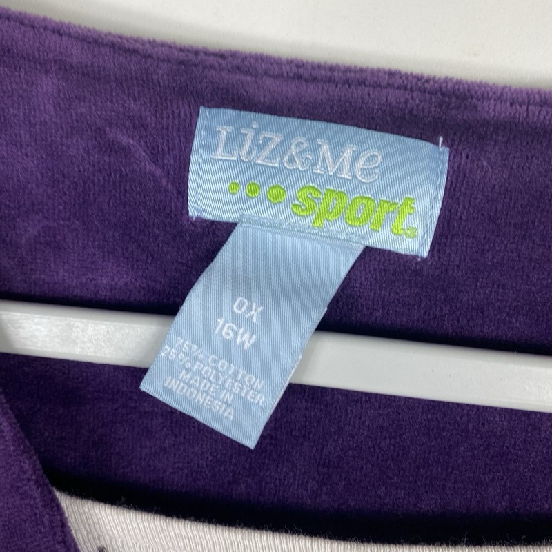 Liz & Me Sport Top 0X 16 Purple Velour Pullover With Pockets Cotton Blend gallery