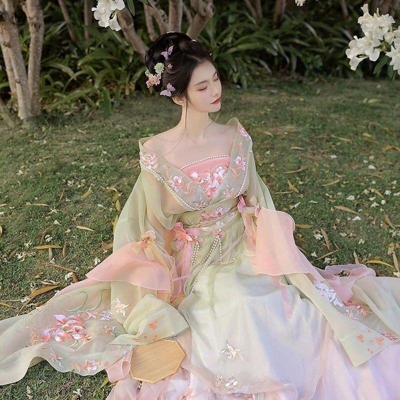 Chinese Hanfu Dance Dress Women Printed Shirt Hanfu Set Carnival Fairy Cosplay gallery