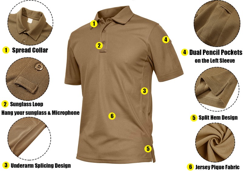 Men's Short Sleeve Tactical Polo Shirts Quick Dry Team Combat Work Casual Golf T gallery