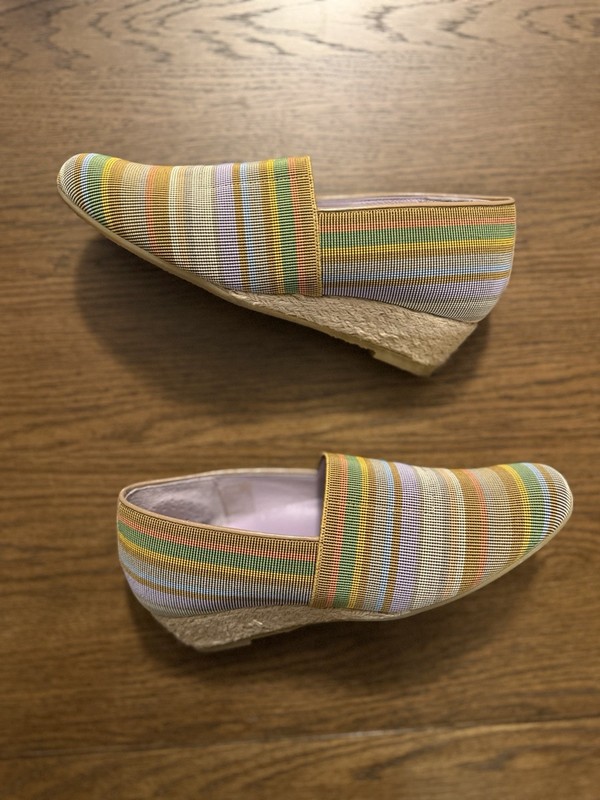 SAS Becky Wedge Slip-On – Tan Multicolor Striped Espadrille Made in Italy