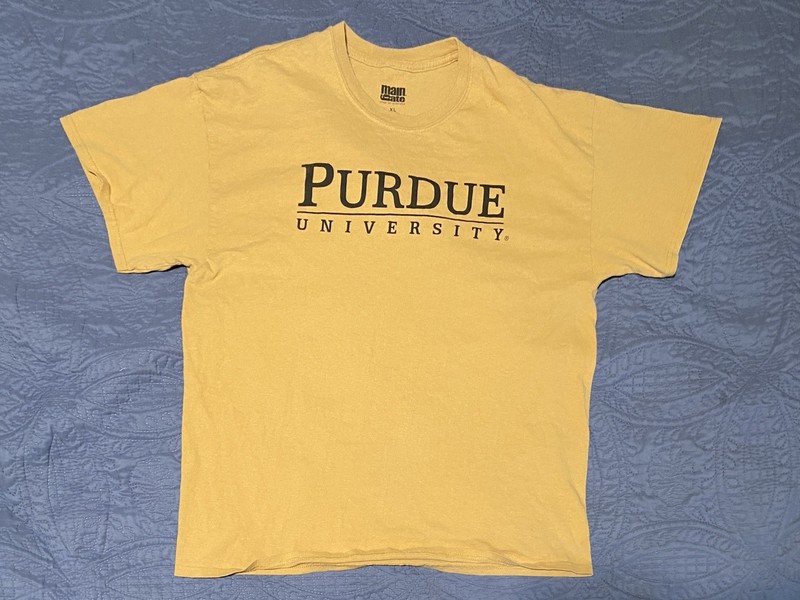 Main Gate Purdue University Yellow Cotton Tshirt Size XL