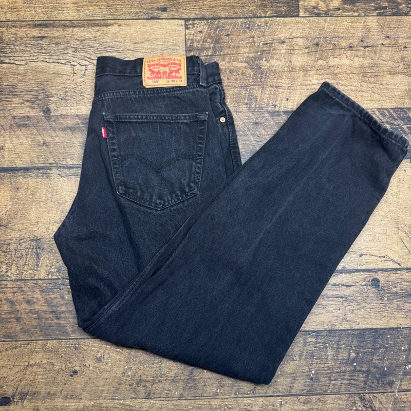 Levi Strauss Co 550 Mens Black Relaxed Fit Jeans Size 36×31