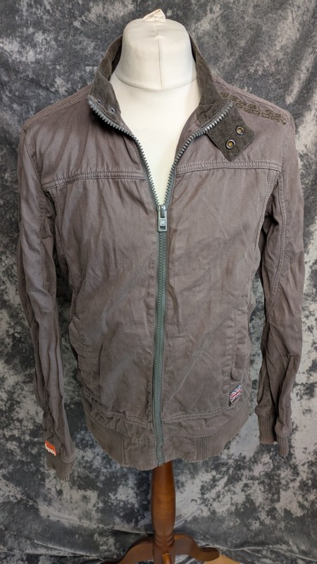 Superdry Limited Jacket Mens Large Brown Zip Up Casual Biker Lightweight Coat... gallery