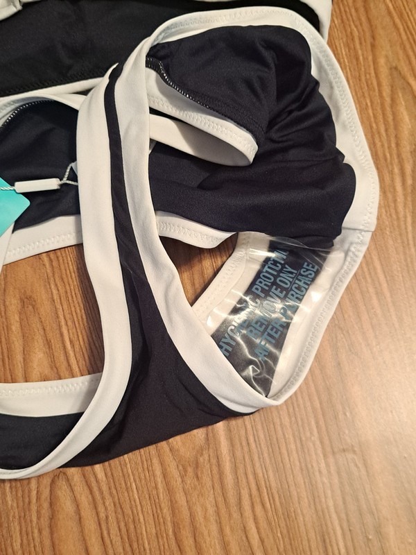 Seafolly Block Party High Neck Halter Tank Bikini Set Black White US 6 AU 10 gallery