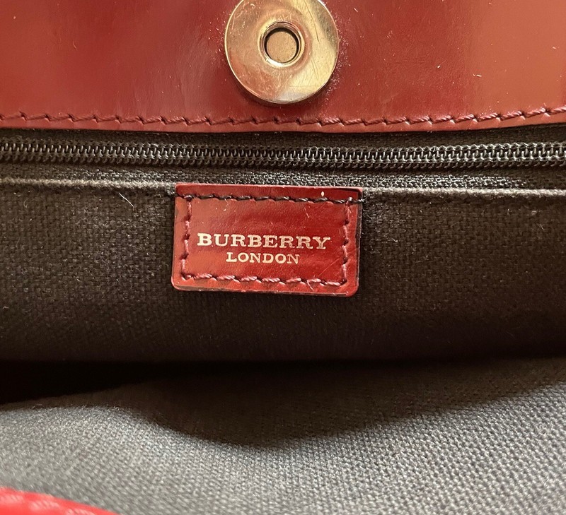 Vintage Burberry Haymarket Check Leather Tote Bag gallery