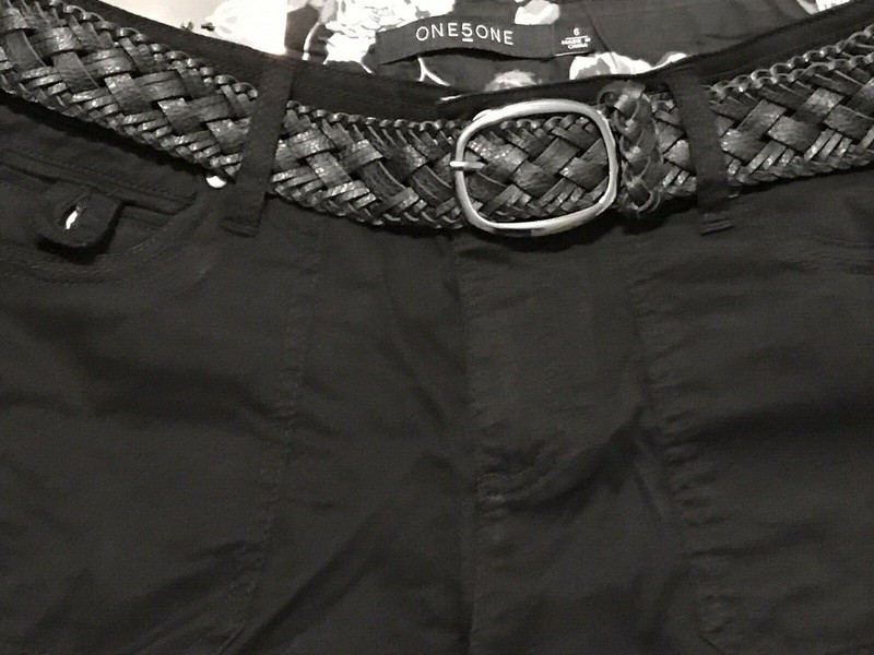 One 5 One Women's Braided Belt Crop Pants Black Size 6 gallery