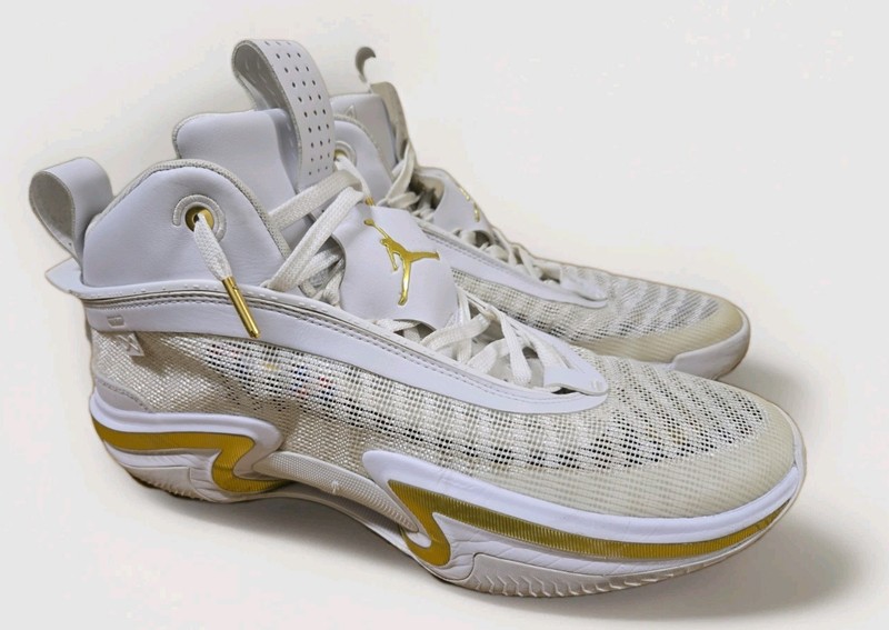 Nike Air Jordan 36 Glory White Metallic Gold Men’s Size 13 Basketball Shoes Used
