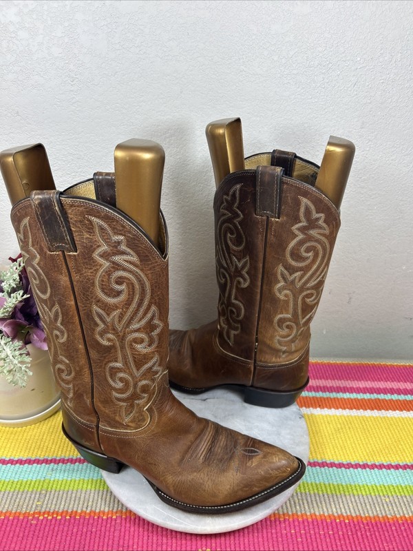 Justin 2252 Classic Western Cowboy Apache Brown Leather Boots Men’s Size US 10 D gallery