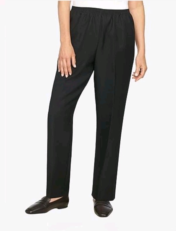 Alfred Dunner Classic Pant Womens Size 10 Black Proportioned Short Elastic Waist