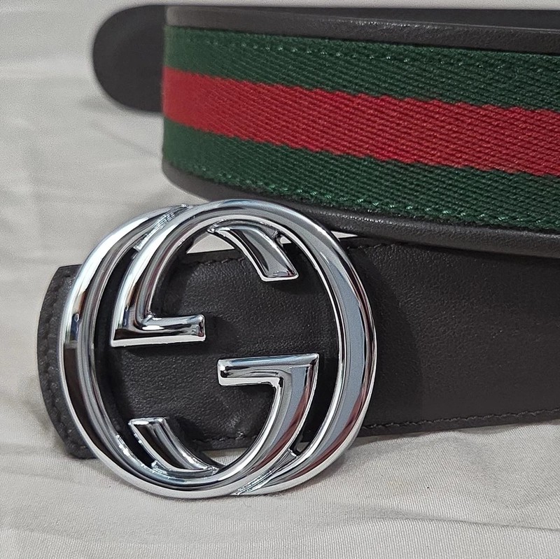 Gucci Reversible Belt 95CM Brown Leather Green Red Web Luxury Men's Accessory gallery