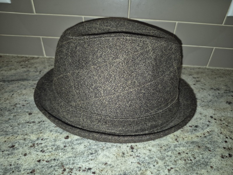 Brixton Brown Tweed Fedora Hat XL 7 1/2 60cm Wool Blend Short Brim Feather gallery