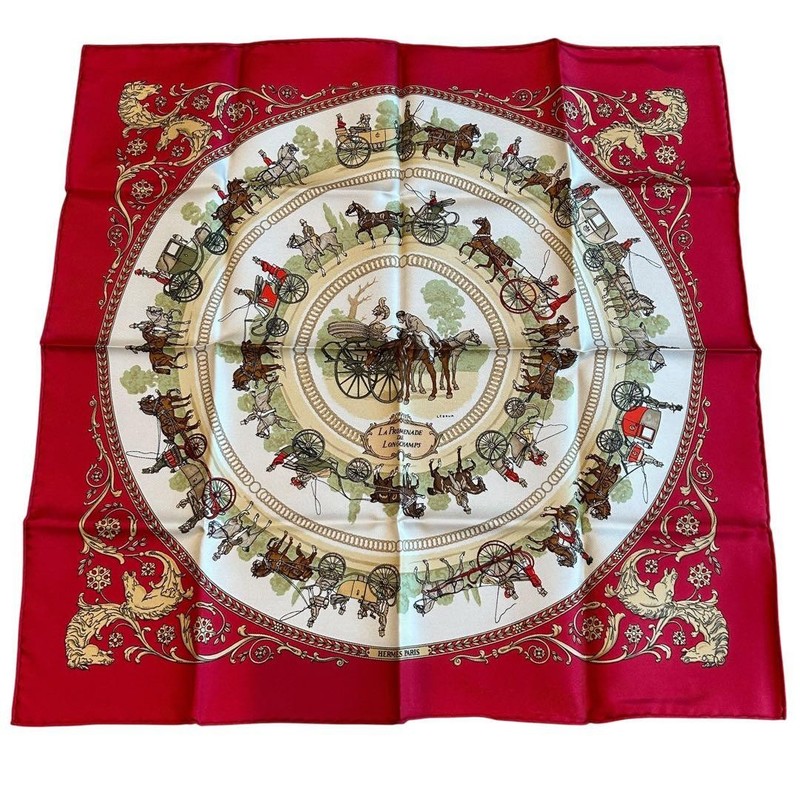 Hermes Scarf LA PROMENADE DE LONGCHAMPS 42cm square