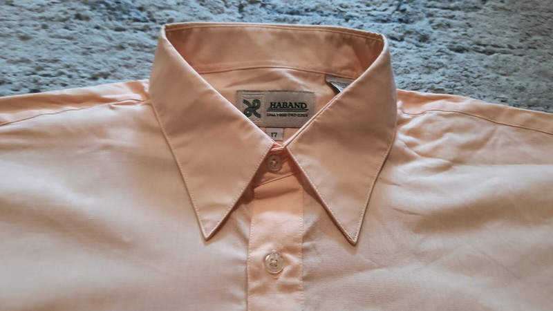 HABAND Casual Button Down Short Sleeve Shirt Light Peach Color - Mens 17 gallery