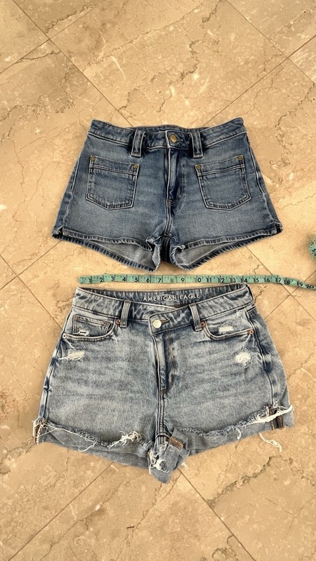 American Eagle High Rise Denim Cut Off Shorts Blue Stretch 5-Pocket Women’s 0