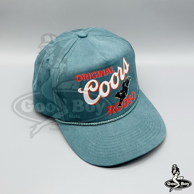 Original Coors Rodeo Trucker Hat Denim Washed Teal Cowboy Western Wear Cap gallery