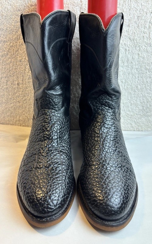 Justin Mens 10 D 3187 Black Classic Boots Bullhide Leather USA