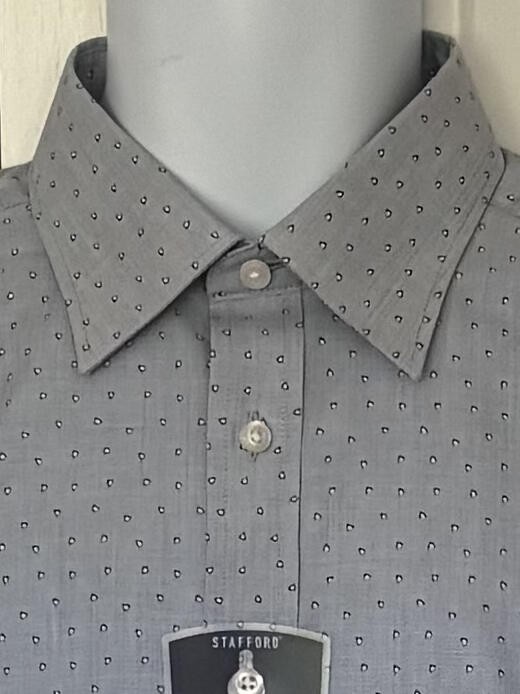 STAFFORD Travel Easy Care NWT Blue dominates Cotton Poly 15½ 32/33 gallery