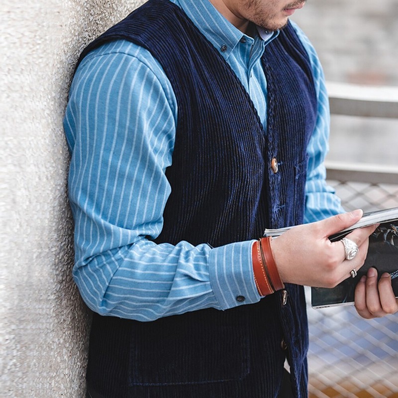 Men Single-breasted Corduroy Blazer Vest Coat Sleeveless Bussiness Waistcoat=SML gallery