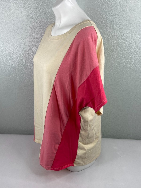 BiBi Women Medium Pink Tan Top Wide Stripe Long Sleeve Casual NWT gallery